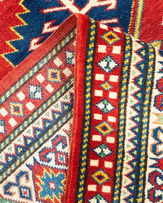 Bohemian Tribal Orange Wool Area Rug 5' 3" x 6' 9" - Solo Rugs