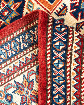 Bohemian Tribal Orange Wool Area Rug 4' 1" x 5' 7" - Solo Rugs