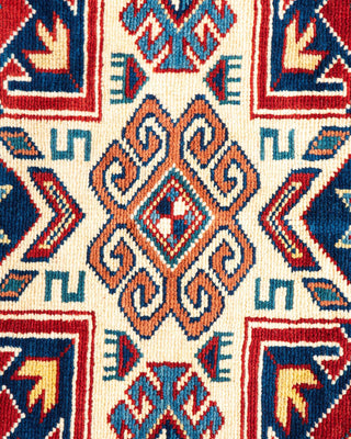 Bohemian Tribal Orange Wool Area Rug 4' 3" x 5' 7" - Solo Rugs