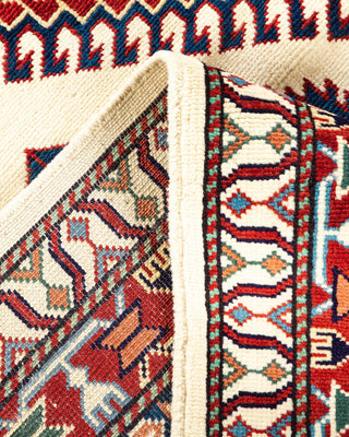 Bohemian Tribal Ivory Wool Area Rug 7' 6" x 10' 6" - Solo Rugs
