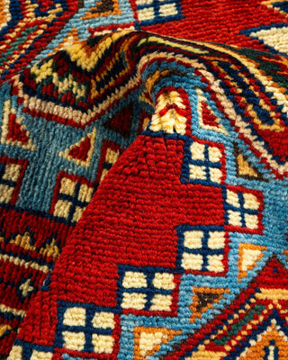 Bohemian Tribal Red Wool Area Rug 5' 10" x 8' 5" - Solo Rugs