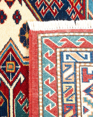 Bohemian Tribal Orange Wool Area Rug 5' 4" x 6' 6" - Solo Rugs