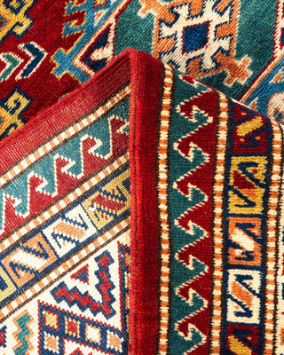 Bohemian Tribal Orange Wool Area Rug 5' 4" x 6' 6" - Solo Rugs