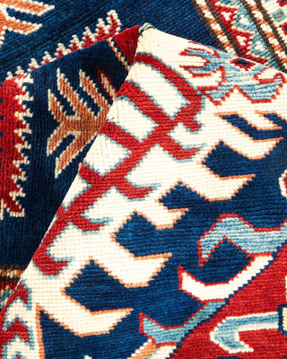 Bohemian Tribal Blue Wool Area Rug 4' 2" x 6' 6" - Solo Rugs