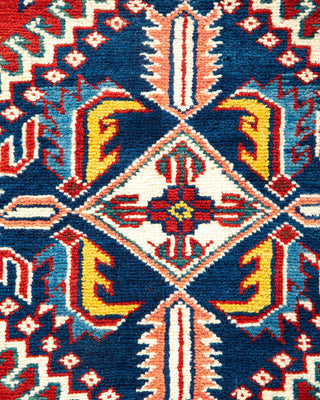 Bohemian Tribal Orange Wool Area Rug 4' 2" x 5' 10" - Solo Rugs