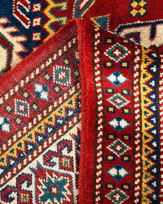 Bohemian Tribal Red Wool Area Rug 4' 3" x 6' 1" - Solo Rugs