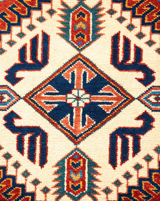Bohemian Tribal Orange Wool Area Rug 4' 4" x 6' 1" - Solo Rugs