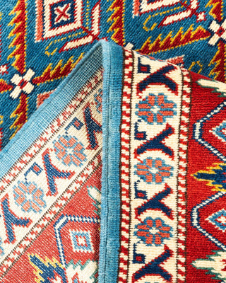 Bohemian Tribal Light Blue Wool Area Rug 4' 3" x 6' 3" - Solo Rugs