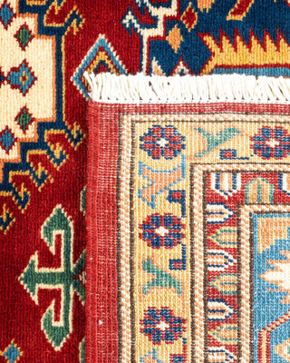Bohemian Tribal Orange Wool Area Rug 5' 3" x 6' 6" - Solo Rugs
