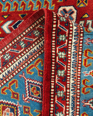 Bohemian Tribal Orange Wool Area Rug 5' 1" x 6' 10" - Solo Rugs