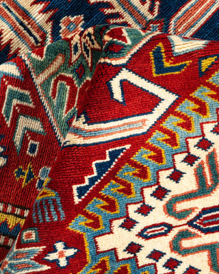 Bohemian Tribal Orange Wool Area Rug 5' 1" x 6' 10" - Solo Rugs