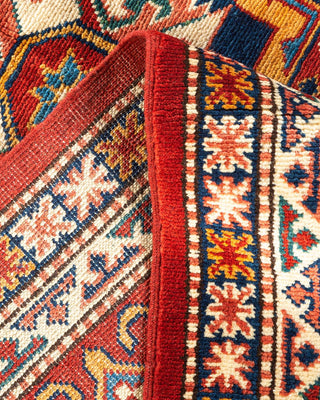 Bohemian Tribal Orange Wool Area Rug 5' 1" x 7' 8" - Solo Rugs