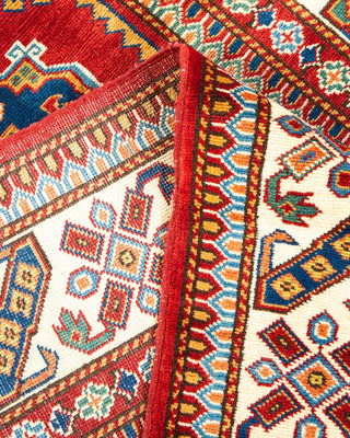 Bohemian Tribal Red Wool Area Rug 3' 6" x 4' 10" - Solo Rugs