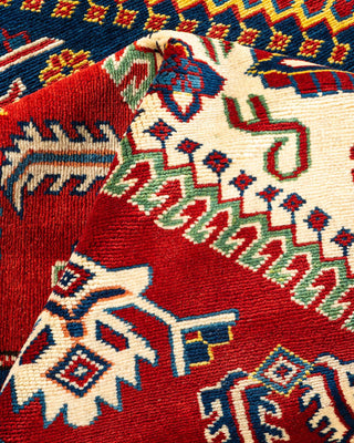 Bohemian Tribal Orange Wool Area Rug 6' 1" x 8' 9" - Solo Rugs