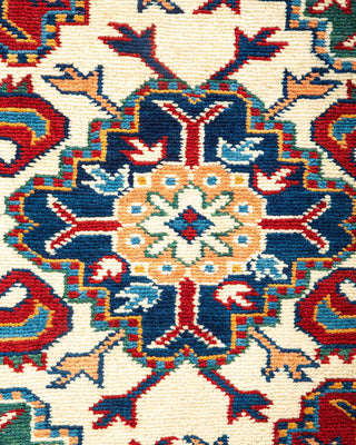 Bohemian Tribal Ivory Wool Area Rug 6' 0" x 7' 10" - Solo Rugs