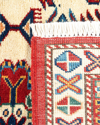 Bohemian Tribal Ivory Wool Area Rug 6' 0" x 7' 10" - Solo Rugs