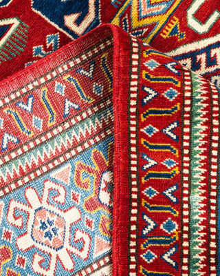 Bohemian Tribal Orange Wool Area Rug 6' 2" x 7' 8" - Solo Rugs