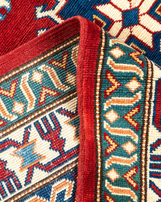 Bohemian Tribal Red Wool Area Rug 6' 6" x 9' 10" - Solo Rugs