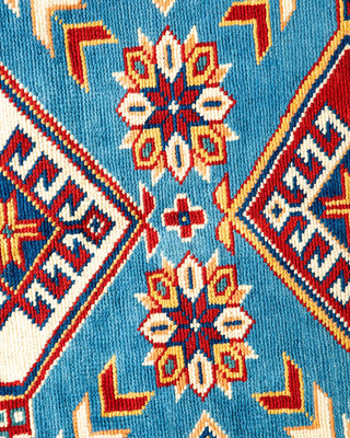 Bohemian Tribal Light Blue Wool Area Rug 5' 10" x 8' 3" - Solo Rugs