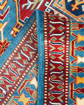 Bohemian Tribal Light Blue Wool Area Rug 5' 10" x 8' 3" - Solo Rugs