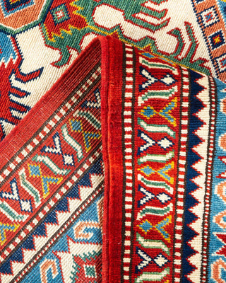 Bohemian Tribal Orange Wool Area Rug 5' 10" x 8' 4" - Solo Rugs