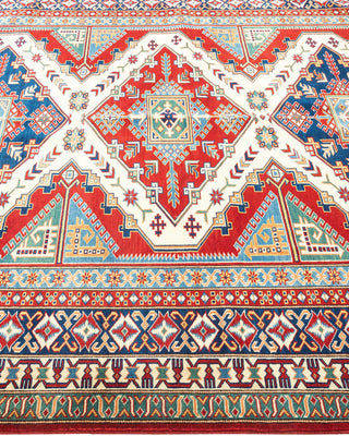 Bohemian Tribal Red Wool Area Rug 6' 1" x 7' 5" - Solo Rugs
