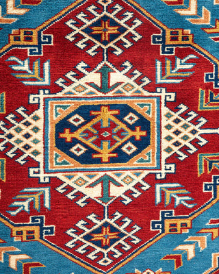 Bohemian Tribal Blue Wool Area Rug 6' 0" x 7' 8" - Solo Rugs