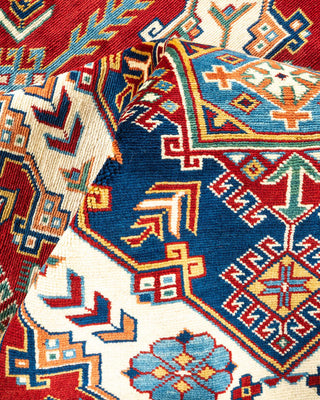 Bohemian Tribal Red Wool Area Rug 6' 1" x 8' 9" - Solo Rugs