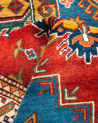 Bohemian Tribal Red Wool Area Rug 6' 1" x 9' 2" - Solo Rugs