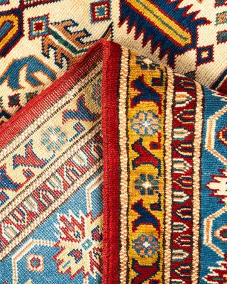 Bohemian Tribal Orange Wool Area Rug 5' 1" x 7' 6" - Solo Rugs