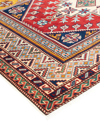 Bohemian Tribal Orange Wool Area Rug 5' 2" x 7' 1" - Solo Rugs