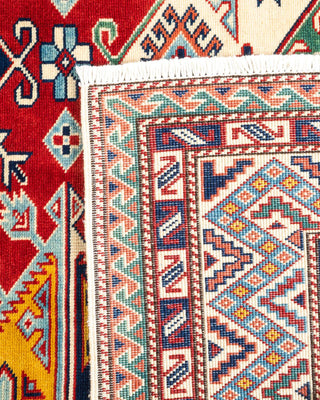 Bohemian Tribal Orange Wool Area Rug 5' 2" x 7' 1" - Solo Rugs