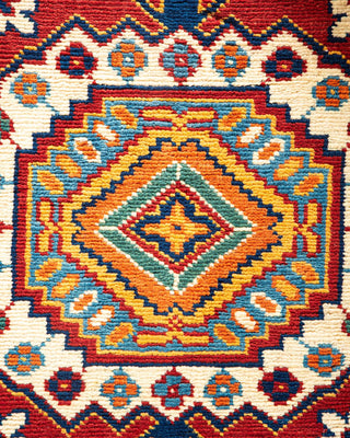 Bohemian Tribal Red Wool Area Rug 4' 10" x 6' 10" - Solo Rugs