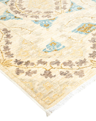 Contemporary Eclectic Ivory Wool Area Rug 5' 0" x 7' 8" - Solo Rugs