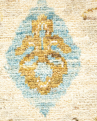 Contemporary Eclectic Ivory Wool Area Rug 5' 0" x 7' 8" - Solo Rugs