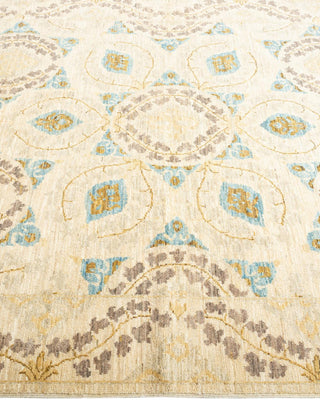 Contemporary Eclectic Ivory Wool Area Rug 5' 0" x 7' 8" - Solo Rugs