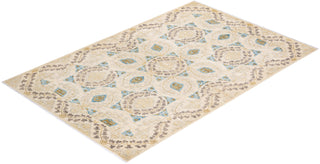 Contemporary Eclectic Ivory Wool Area Rug 5' 0" x 7' 8" - Solo Rugs