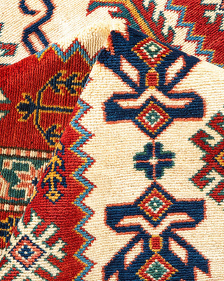 Bohemian Tribal Ivory Wool Area Rug 6' 0" x 8' 10" - Solo Rugs