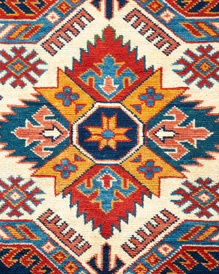 Bohemian Tribal Blue Wool Area Rug 6' 2" x 8' 7" - Solo Rugs
