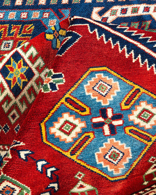Bohemian Tribal Orange Wool Area Rug 6' 10" x 8' 10" - Solo Rugs