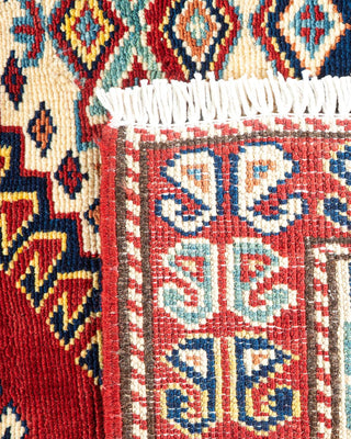 Bohemian Tribal Orange Wool Area Rug 6' 2" x 8' 1" - Solo Rugs