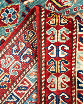 Bohemian Tribal Orange Wool Area Rug 6' 2" x 8' 1" - Solo Rugs