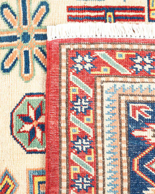 Bohemian Tribal Orange Wool Area Rug 5' 2" x 6' 10" - Solo Rugs