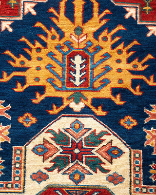 Bohemian Tribal Blue Wool Area Rug 5' 4" x 7' 0" - Solo Rugs