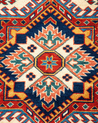Bohemian Tribal Orange Wool Area Rug 5' 3" x 7' 1" - Solo Rugs