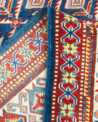 Bohemian Tribal Blue Wool Area Rug 5' 1" x 7' 0" - Solo Rugs