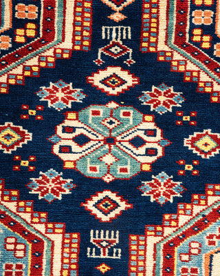 Bohemian Tribal Blue Wool Area Rug 5' 0" x 6' 5" - Solo Rugs
