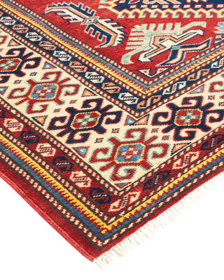 Bohemian Tribal Red Wool Area Rug 4' 4" x 6' 5" - Solo Rugs