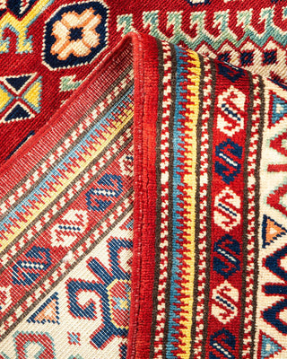 Bohemian Tribal Red Wool Area Rug 4' 4" x 6' 5" - Solo Rugs