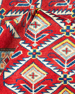 Bohemian Tribal Red Wool Area Rug 4' 1" x 5' 8" - Solo Rugs